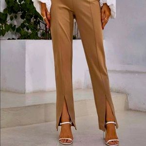 Oak & Fort HOST PICK Beige Front Split Hem Pants